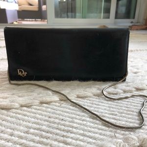 Dior Black Leather Clutch with Chain